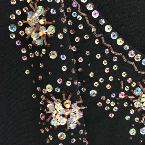 BEADED sequins black sweater twinset - Picture 5 of 8